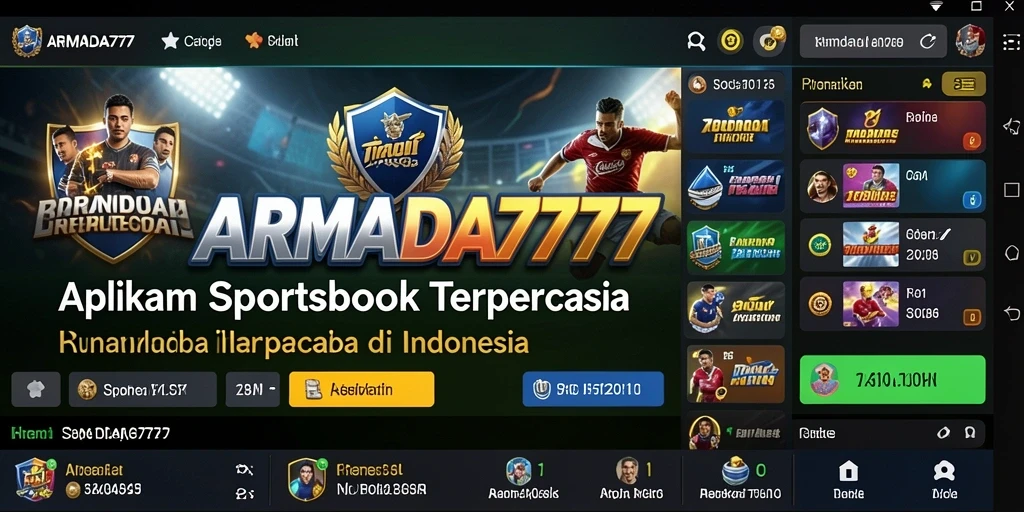 Screenshot utama ARMADA777 menampilkan antarmuka taruhan olahraga yang menarik.