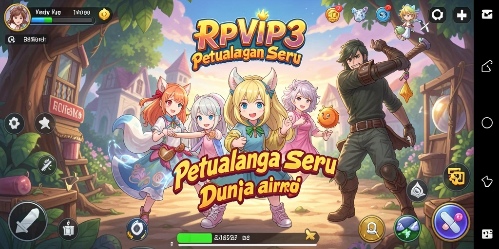 Screenshot RPVIP3 menunjukkan pertarungan seru dalam dunia Anime.