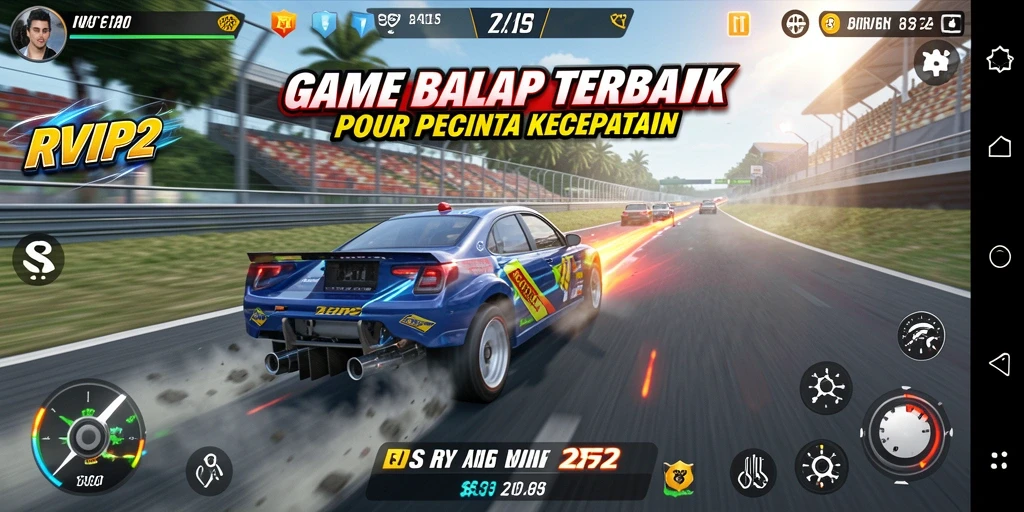 Gameplay balap yang mendebarkan dengan mobil beragam di RVIP2.
