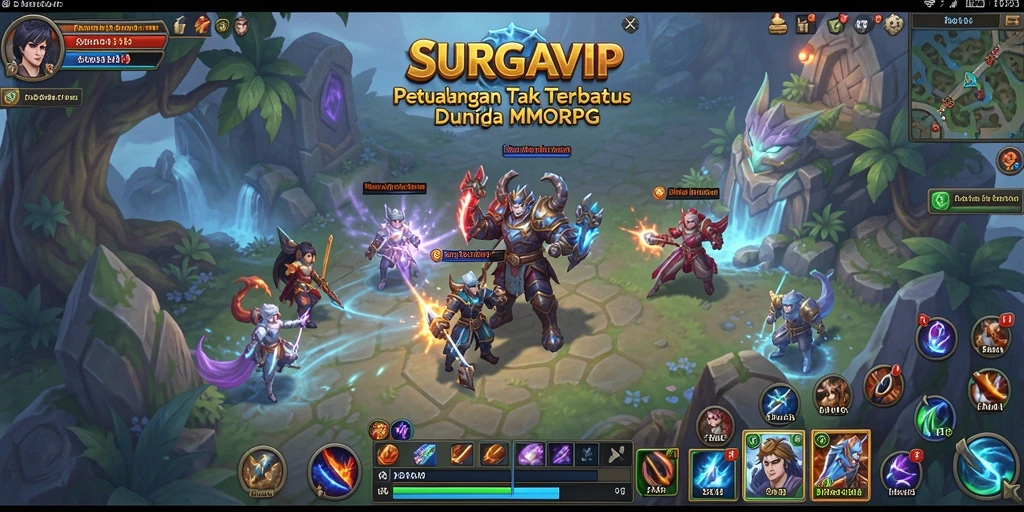 Screenshot utama SURGAVIP menampilkan aksi seru dalam gameplay MMORPG.