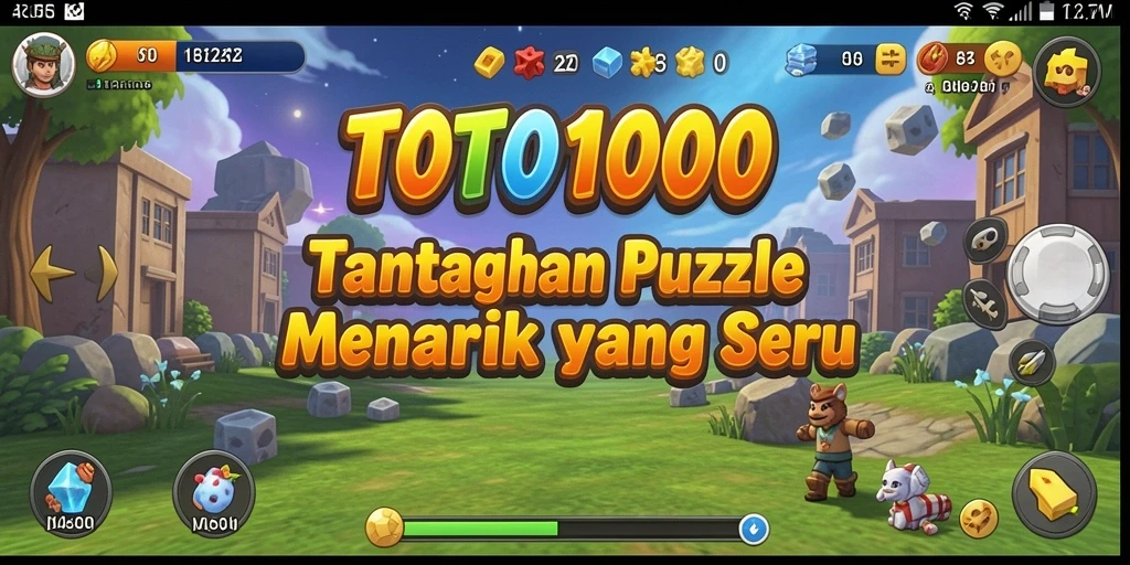 Screenshot gameplay TOTO1000 menampilkan tantangan puzzle yang seru.